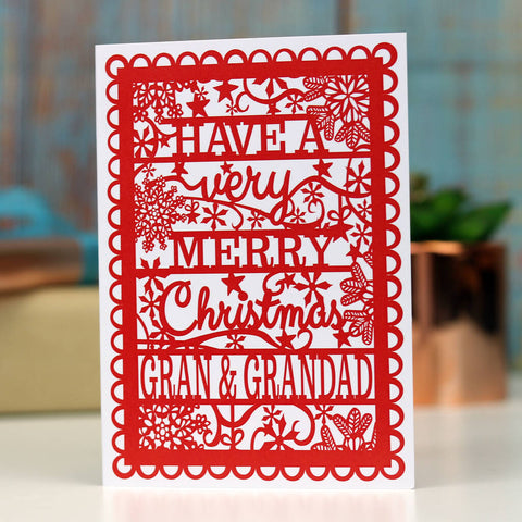 Grandparents Printed A6 Christmas Card - Gran & Grandad