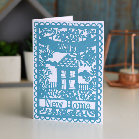 Happy New Home Printed Teal Card A6