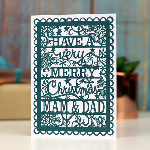 Mam/Mum/Mom And Dad Printed A6 Christmas Card - Mam and Dad