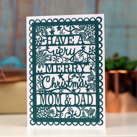 Mam/Mum/Mom And Dad Printed A6 Christmas Card - Mom and Dad