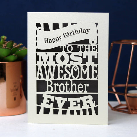 Papercut Happy Birthday To The Most Awesome… Card - A5 (large) / Urban Grey / Dad