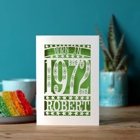 Born in 1972 Birthday Card - Bright Green