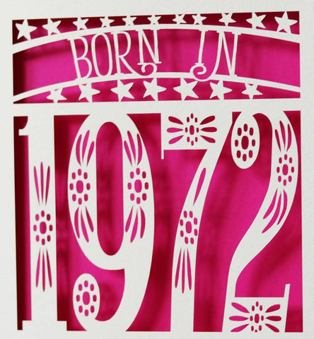 Born in 1972 Birthday Card - Shocking Pink