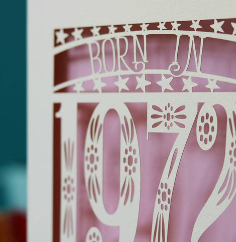 Born in 1972 Birthday Card - Candy Pink