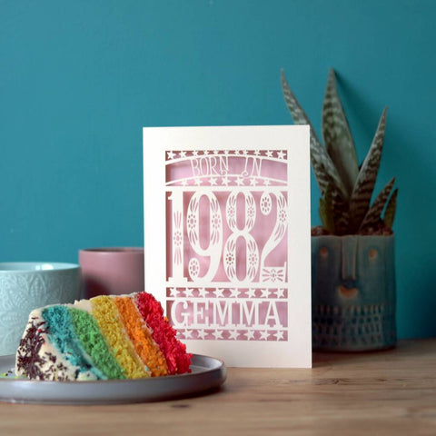 Born in 1982 Birthday Card - Candy Pink