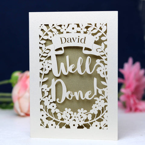 Personalised 'Well Done' Papercut Card - 