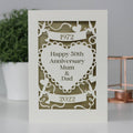 A laser cut anniversary card for a golden wedding for Mum and Dad. 
