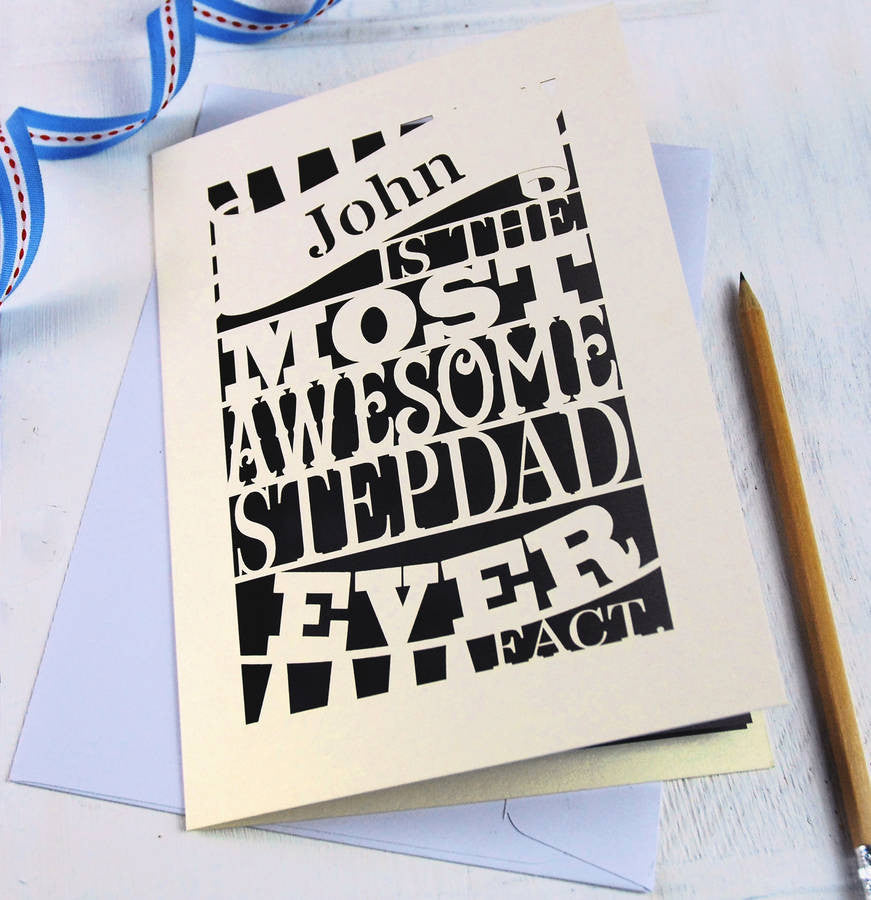 Personalised Awesome Stepdad Papercut Card