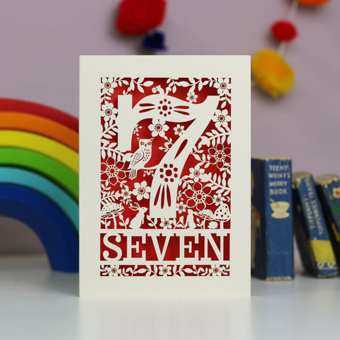 Seven Papercut Woodland Animals Birthday Card - 