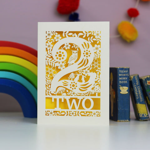 Two Papercut Woodland Animals Birthday Card - 