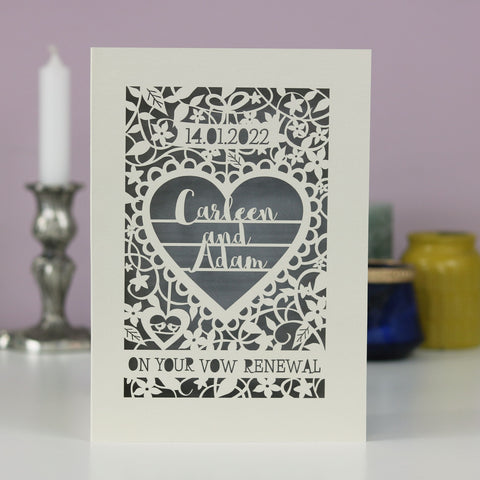 Personalised Vow Renewal Card - A5 / Cream / Silver