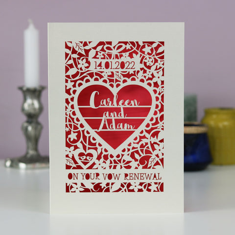 Personalised Vow Renewal Card - A5 / Cream / Bright Red